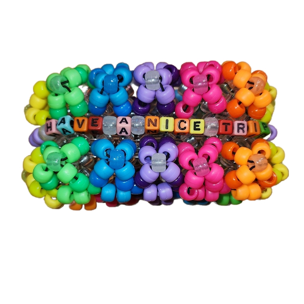 HAVE A NICE TRIP" Rainbow Kandi Bracelet Rave Festival Colorful